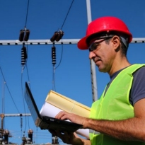 Electrical worker inspecting worksite