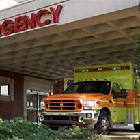 Ambulence parked at emergency room