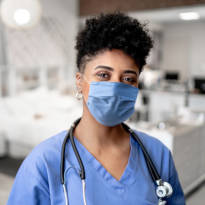 Healthcare worker wearing face mask